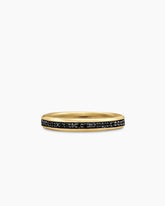 Beveled Band Ring in 18K Yellow Gold with Black Diamonds, 3.5mm